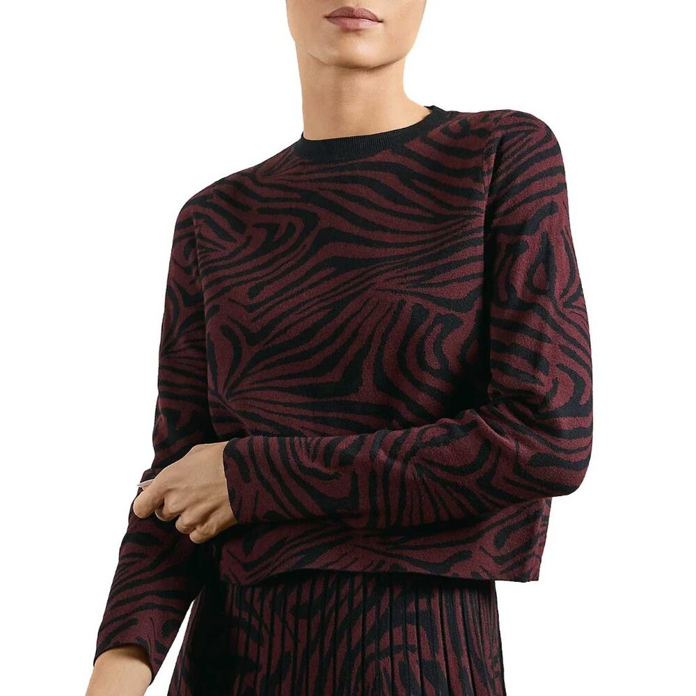 Ted Baker zebra print jacquard sweater in Martiy Oxflood